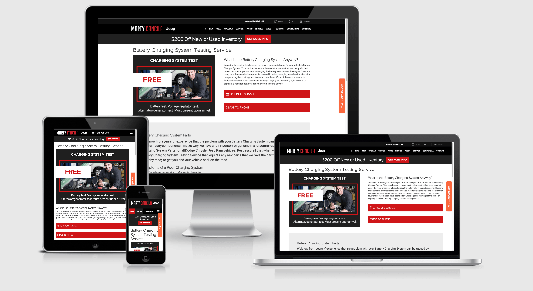 Marty Cancila CDJR Service Menu Page