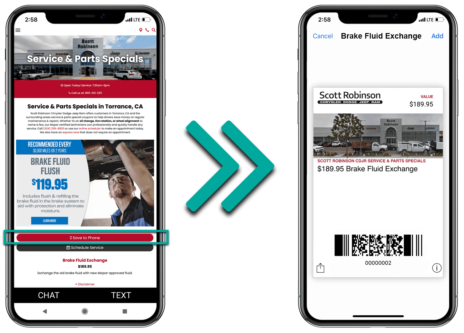 Dealer Wallet Save to Phone Call-To-Action