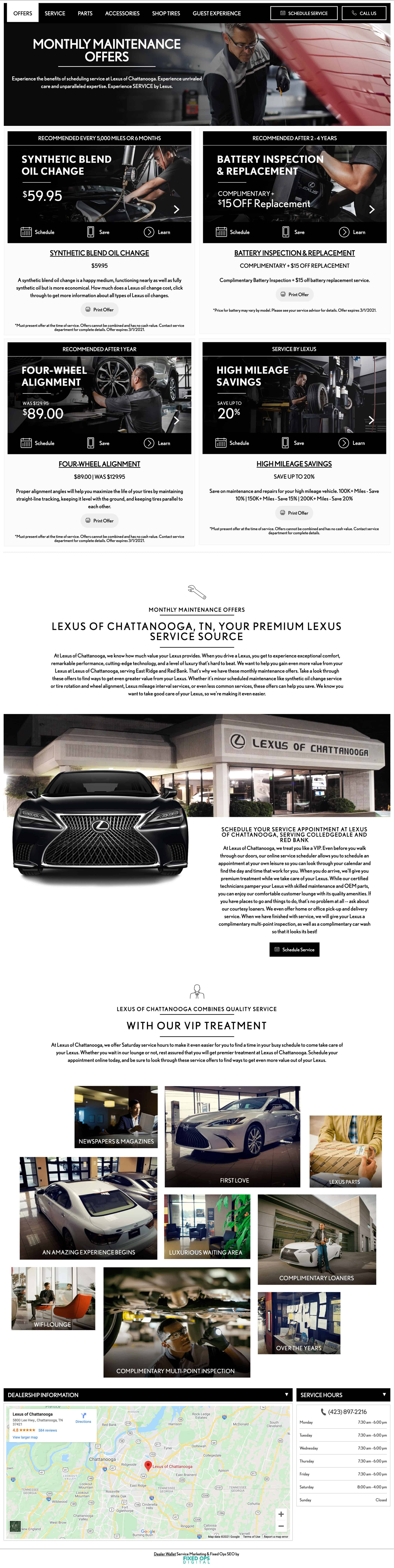 Service Menu Page