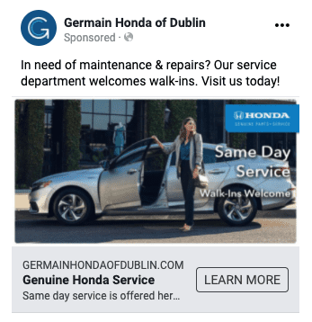 Honda Facebook Ad